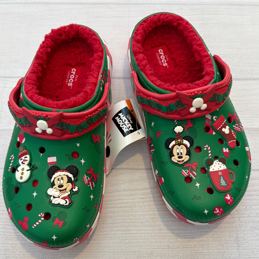 CROCS Red and White Striped Clogs
